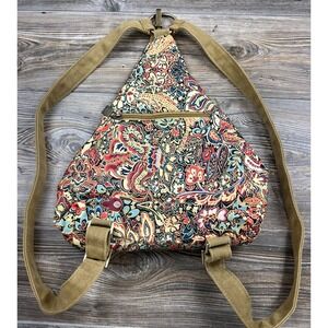 Black Butterfly Bohemian Style Canvas Sling Backpack Multicolor‎ Paisley Floral
